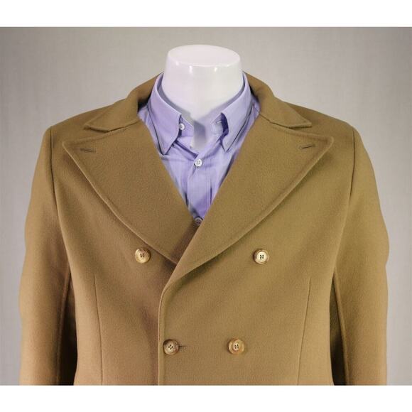 Dunhill Recent Camel Brown Double Breasted Wool Flannel Overcoat Coat Small - Picture 3 of 11